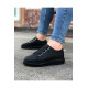 ALC Collection JY026 Astor Erkek Günlük Lastikli Cilt Spor Sneaker Ayakkabı CST - Siyah