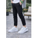 ALC Collection JY029 Mono Bağcıksız 3 Bantlı Lastikli Legend Cilt Erkek Günlük Sneaker Ayakkabı CBT - Beyaz