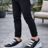 JY029 Mono Bağcıksız 3 Bantlı Lastikli Legend Cilt Erkek Günlük Sneaker Ayakkabı CBT - Siyah/Beyaz