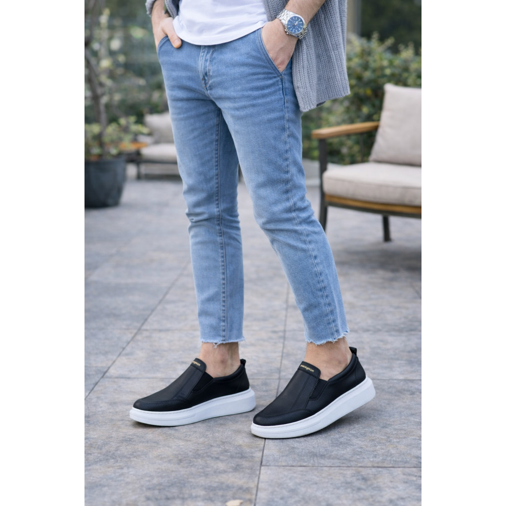 JY049 Ease Bağcıksız Erkek Günlük Cilt Spor Sneaker Ayakkabı CBT