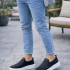 JY049 Ease Bağcıksız Erkek Günlük Cilt Spor Sneaker Ayakkabı CBT - Siyah