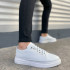 JY0535 Prime Bağcıklı Cilt Erkek Günlük Sneaker Ayakkabı CBT - Beyaz