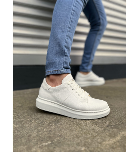 ALC Collection JY151 Boost Bağcıklı Cilt Erkek Günlük Sneaker Ayakkabı CBT - Beyaz