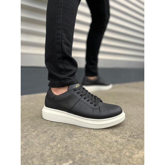 ALC Collection JY151 Boost Bağcıklı Cilt Erkek Günlük Sneaker Ayakkabı CBT - Siyah