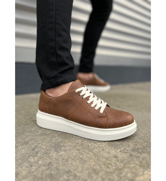 ALC Collection JY151 Boost Bağcıklı Cilt Erkek Günlük Sneaker Ayakkabı CBT - Taba