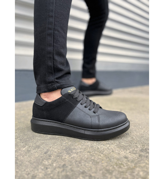 ALC Collection JY151 Boost Bağcıklı Cilt Süet Erkek Günlük Sneaker Ayakkabı CSST - Siyah