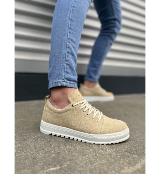 ALC Collection JY152 Cool Bağcıklı Süet Erkek Günlük Spor Klasik Ayakkabı SBT - Krem
