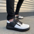 JY155 Warrior Bağcıklı ve Fermuarlı Cilt Erkek Günlük Sneaker Ayakkabı CST - Siyah/Beyaz