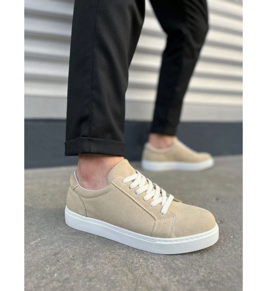 ALC Collection JY165 Elite Bağcıklı Süet Erkek Günlük Sneaker Ayakkabı SBT - Krem