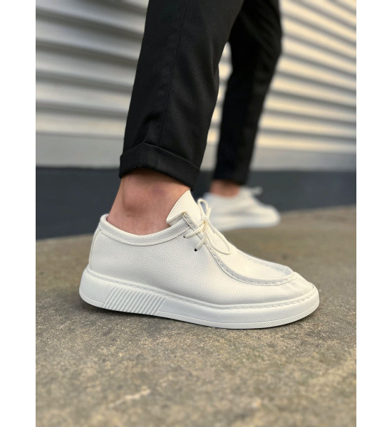 ALC Collection JY170 Tornado Bağcıklı Cilt Erkek Günlük Spor Klasik Ayakkabı CBT - Beyaz