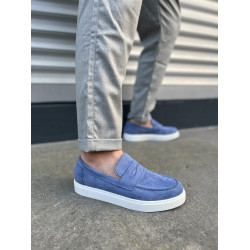 JY180 Estilo X Bağcıksız Süet Erkek Günlük Spor Klasik Ayakkabı SBT - Mavi