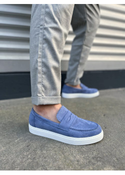 JY180 Estilo X Bağcıksız Süet Erkek Günlük Spor Klasik Ayakkabı SBT - Mavi
