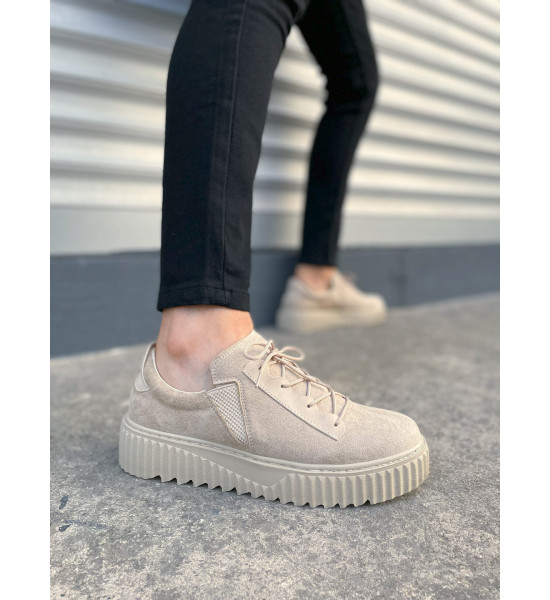 ALC Collection JY502 Bold Bağcıklı Süet Erkek Günlük Sneaker Ayakkabı SKT - Krem