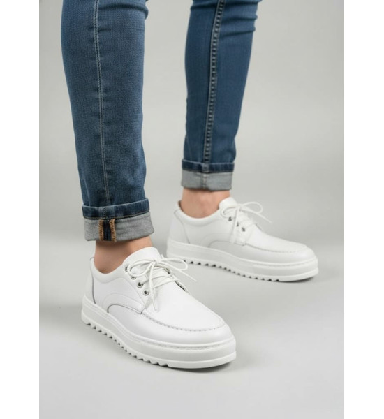 ALC Collection JY-T12x Arts Bağcıklı Cilt Erkek Günlük Spor Klasik Ayakkabı CBT - Beyaz