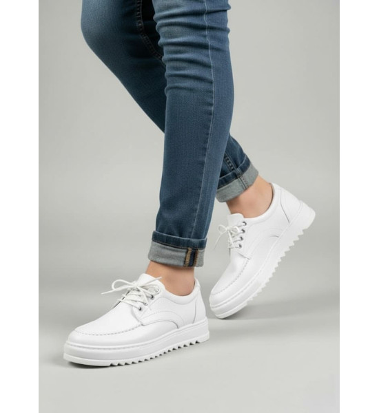 ALC Collection JY-T12x Arts Bağcıklı Cilt Erkek Günlük Spor Klasik Ayakkabı CBT - Beyaz