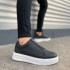 JY007 Alba Bağcıksız Cilt Erkek Günlük Sneaker Ayakkabı CBT Siyah