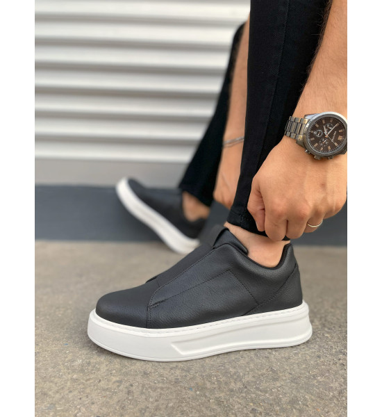 ALC Collection JY007 Alba Bağcıksız Cilt Erkek Günlük Sneaker Ayakkabı CBT Siyah