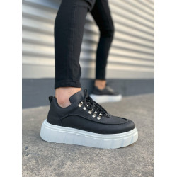 JY010 Cloud Bağcıklı Cilt Erkek Günlük Sneaker Ayakkabı CBT - Siyah