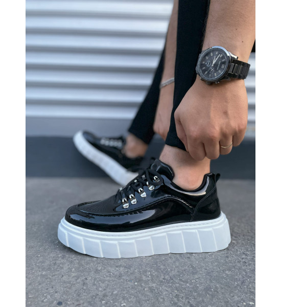 ALC Collection JY010 Cloud Bağcıklı Rugan Erkek Günlük Sneaker Ayakkabı RBT - Siyah