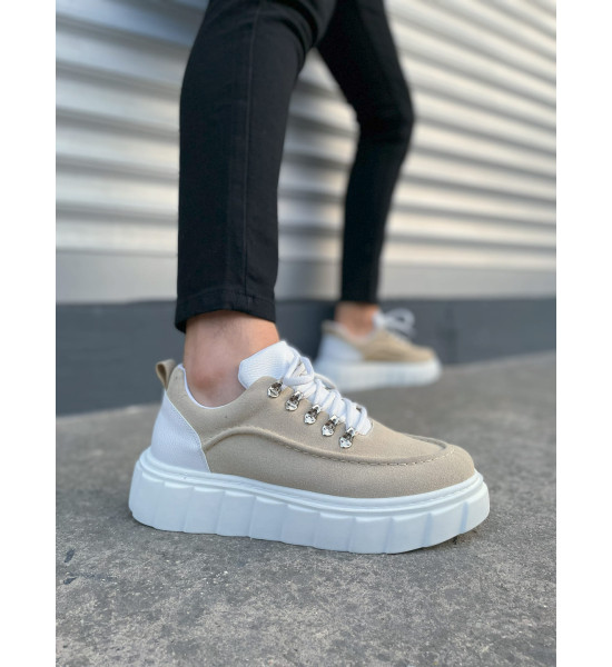 ALC Collection JY010 Cloud Bağcıklı Süet Erkek Günlük Sneaker Ayakkabı SBT - Krem/Beyaz