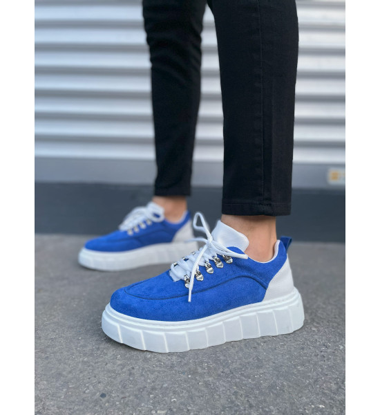 ALC Collection JY010 Cloud Bağcıklı Süet Erkek Günlük Sneaker Ayakkabı SBT - Mavi/Beyaz