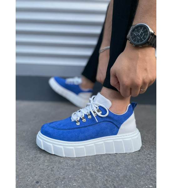 ALC Collection JY010 Cloud Bağcıklı Süet Erkek Günlük Sneaker Ayakkabı SBT - Mavi/Beyaz