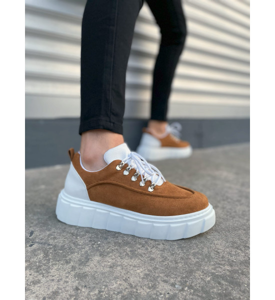 ALC Collection JY010 Cloud Bağcıklı Süet Erkek Günlük Sneaker Ayakkabı SBT - Taba/Beyaz
