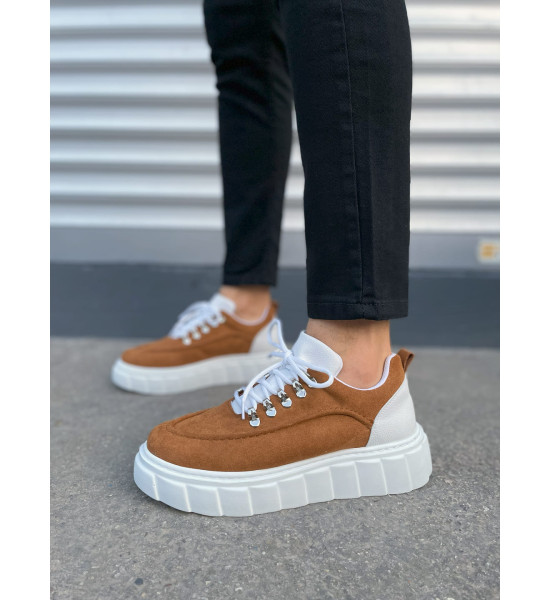 ALC Collection JY010 Cloud Bağcıklı Süet Erkek Günlük Sneaker Ayakkabı SBT - Taba/Beyaz