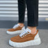 JY010 Cloud Bağcıklı Süet Erkek Günlük Sneaker Ayakkabı SBT - Taba/Beyaz