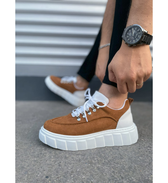 ALC Collection JY010 Cloud Bağcıklı Süet Erkek Günlük Sneaker Ayakkabı SBT - Taba/Beyaz