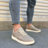 JY0118 REX Bağcıklı Keten Kumaş Erkek Günlük Sneaker Ayakkabı KKT - Bej