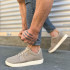 JY0118 REX Bağcıklı Keten Kumaş Erkek Günlük Sneaker Ayakkabı KKT - Bej