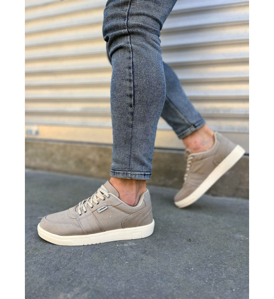 ALC Collection JY0118 REX Bağcıklı Keten Kumaş Erkek Günlük Sneaker Ayakkabı KKT - Bej