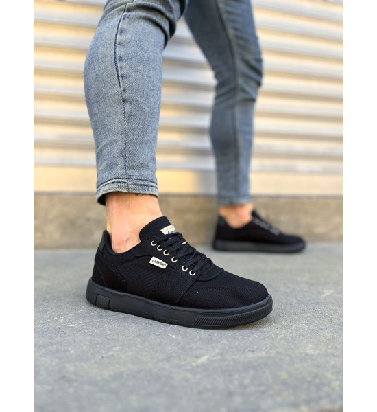 ALC Collection JY0118 REX Bağcıklı Keten Kumaş Erkek Günlük Sneaker Ayakkabı KST - Siyah