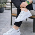 JY029 Mono Bağcıksız 3 Bantlı Lastikli Legend Cilt Erkek Günlük Sneaker Ayakkabı CBT - Beyaz