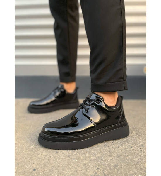 ALC Collection JY03 Luxor Bağcıklı Rugan Erkek Günlük Spor Klasik Ayakkabı RST - Siyah