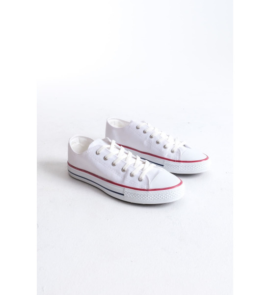 ALC Collection JY0422 Luke Bağcıklı Keten Kumaş Erkek Günlük Sneaker Ayakkabı KBT - Beyaz