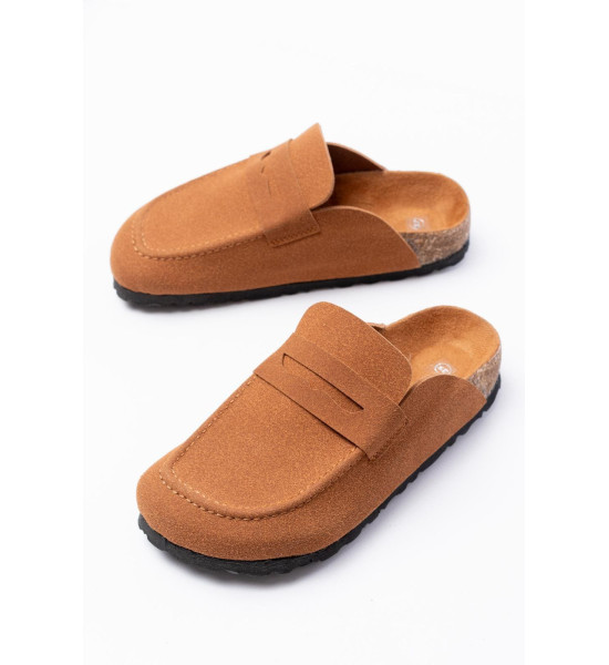 ALC Collection JY0456 Rayn Bağcıksız Hakiki Süet Deri Erkek Günlük Mantar Taban Loafer Klasik Ayakkabı HDMT - Taba