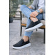 ALC Collection JY049 Ease Bağcıksız Erkek Günlük Cilt Spor Sneaker Ayakkabı CBT - Siyah