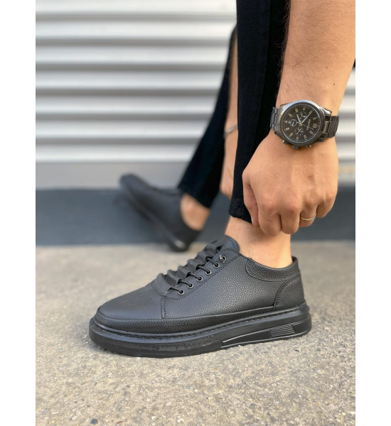 ALC Collection JY0535 Prime Bağcıklı Cilt Erkek Günlük Sneaker Ayakkabı CST - Siyah