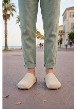 JY0556 Ravn Bağcıksız Hakiki Süet Deri Erkek Günlük Mantar Taban Loafer Klasik Ayakkabı HDMT - Krem