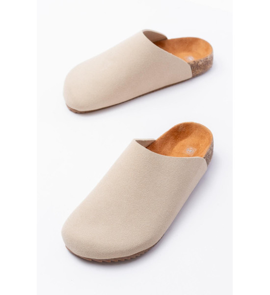 ALC Collection JY0556 Ravn Bağcıksız Hakiki Süet Deri Erkek Günlük Mantar Taban Loafer Klasik Ayakkabı HDMT - Krem