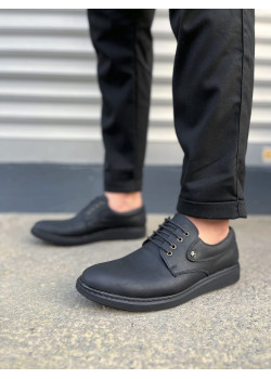 JY0610 Clasico Bağcıklı Cilt Erkek Günlük Klasik Ayakkabı CST - Mat Siyah