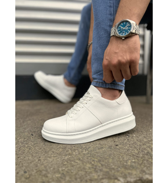 ALC Collection JY151 Boost Bağcıklı Cilt Erkek Günlük Sneaker Ayakkabı CBT - Beyaz