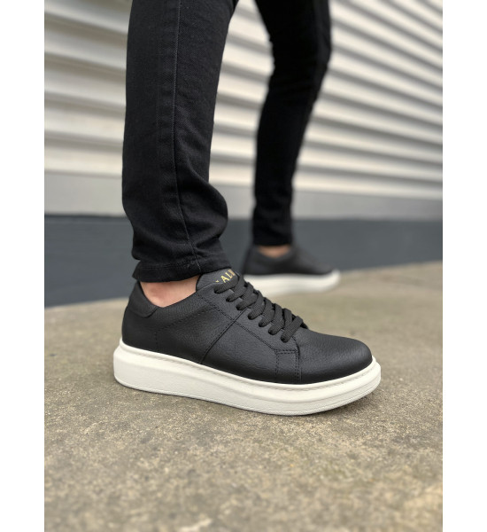 ALC Collection JY151 Boost Bağcıklı Cilt Erkek Günlük Sneaker Ayakkabı CBT - Siyah