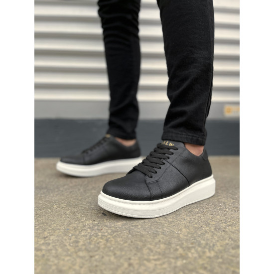 ALC Collection JY151 Boost Bağcıklı Cilt Erkek Günlük Sneaker Ayakkabı CBT - Siyah