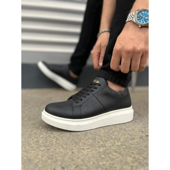 ALC Collection JY151 Boost Bağcıklı Cilt Erkek Günlük Sneaker Ayakkabı CBT - Siyah
