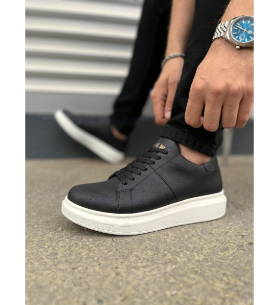 ALC Collection JY151 Boost Bağcıklı Cilt Erkek Günlük Sneaker Ayakkabı CBT - Siyah