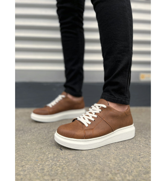 ALC Collection JY151 Boost Bağcıklı Cilt Erkek Günlük Sneaker Ayakkabı CBT - Taba