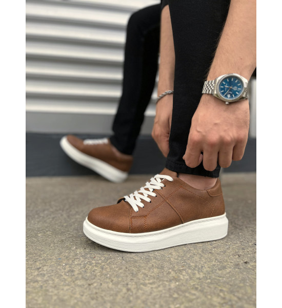 ALC Collection JY151 Boost Bağcıklı Cilt Erkek Günlük Sneaker Ayakkabı CBT - Taba